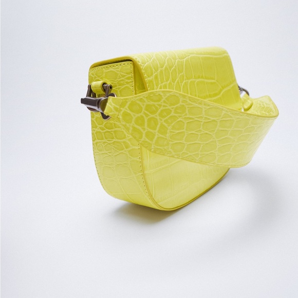 ZARA NEON ANIMAL PRINT CROSSBODY BAG, neon yellow greenish, great condition - Picture 3 of 16